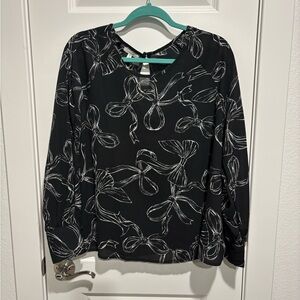 Maurices Black and White Bow Print Blouse
